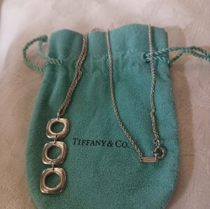 Tiffany & Co. Triple Square Cushion Drop  Pendant Necklace
